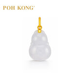 POH KONG 750/18K Yellow Gold Jade Bottle Gourd Pendant