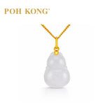 POH KONG 750/18K Yellow Gold Jade Bottle Gourd Pendant
