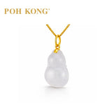 POH KONG 750/18K Yellow Gold Jade Bottle Gourd Pendant