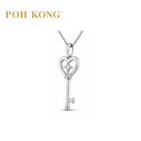 POH KONG 750/18K White Gold With Diamond Heart Shape Key Pendant