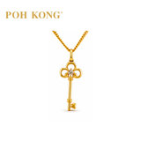 POH KONG 750/18K Yellow Gold With Diamond Trefoil Key Pendant