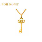 POH KONG 750/18K Yellow Gold With Diamond Trefoil Key Pendant
