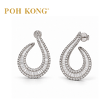 POH KONG 750/18K White Gold Baguette Hook Earrings with Diamond