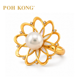 POH KONG 750/18K Yellow Gold Schoeffel Pearl Dahlia Ring with Diamond