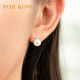 POH KONG 750/18K White Gold Elegant Whisper Pearl with Diamond Stud Earring