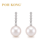 POH KONG 750/18K White Gold Elegance Pearl with Diamond Stud Earring