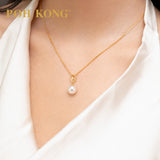 POH KONG 750/18K Yellow Gold Teardrop Shape Freshwater Pearl Pendant