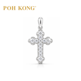 POH KONG 750/18K White Gold With Diamond Trefoil Cross Pendant