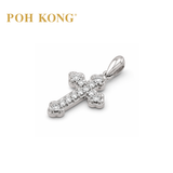 POH KONG 750/18K White Gold With Diamond Trefoil Cross Pendant