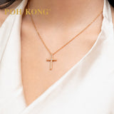 POH KONG 750/18K Rose Gold Classic Cross Diamond Pendant