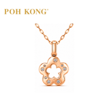 POH KONG 750/18K Rose Gold With Diamond Flower Pendant