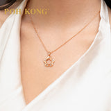 POH KONG 750/18K Rose Gold With Diamond Flower Pendant