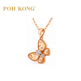 POH KONG 750/18K Rose and White Gold With Diamond Butterfly Pendant