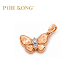 POH KONG 750/18K Rose and White Gold With Diamond Butterfly Pendant