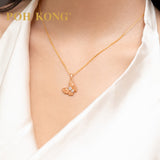 POH KONG 750/18K Rose and White Gold With Diamond Butterfly Pendant
