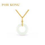 POH KONG 750/18K Yellow Gold Jade Donut Pendant