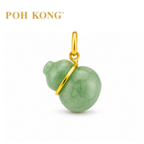 POH KONG 750/18K Yellow Gold Jade 3D Bottle Gourd Pendant