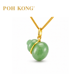 POH KONG 750/18K Yellow Gold Jade 3D Bottle Gourd Pendant