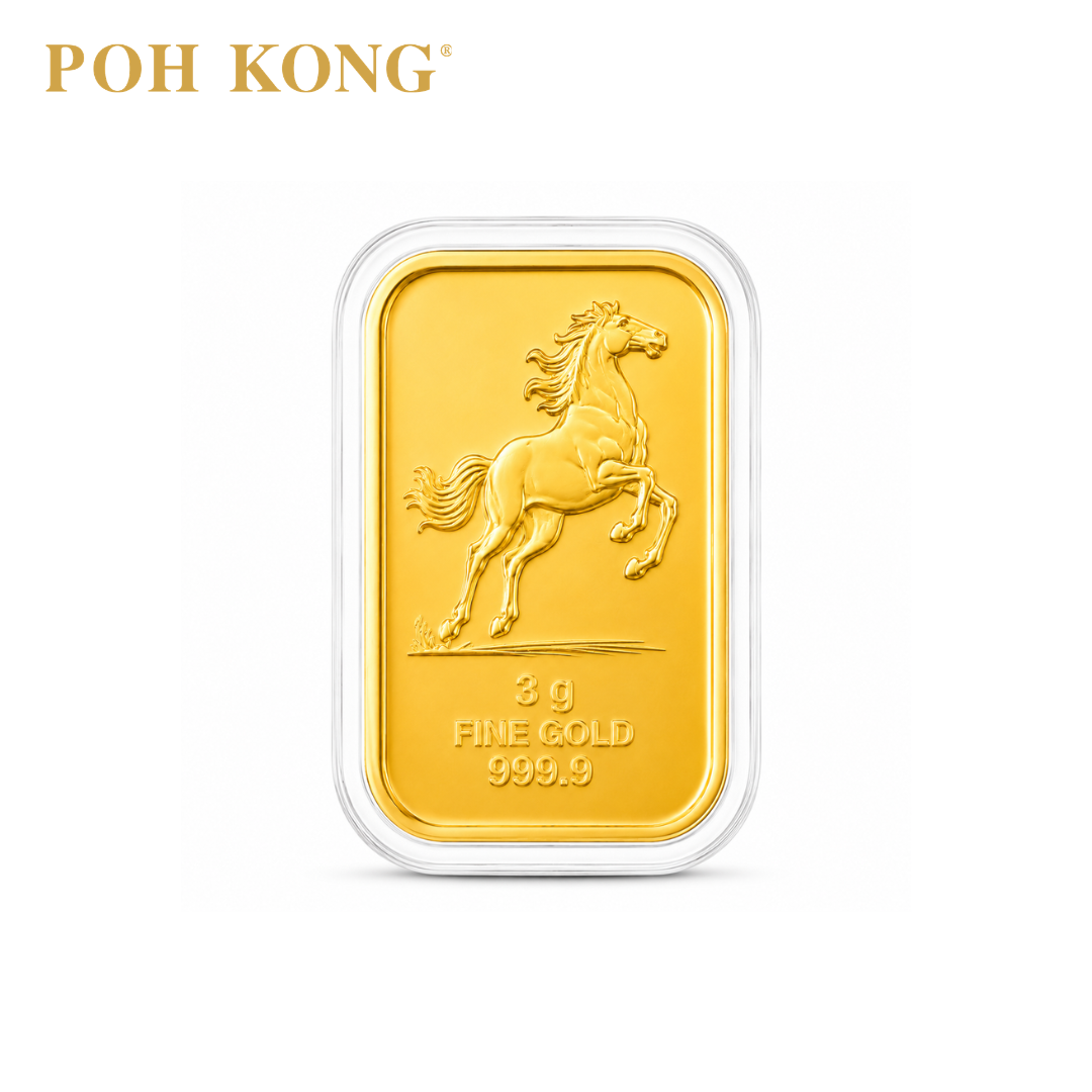 POH KONG 999.9/24K 50th Anniversary Stallion Surge Fine Gold Bar | Limited Edition ( 3G )