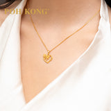 POH KONG 916/22K Yellow Gold Heart Shape With Ribbon Pendant