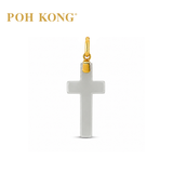 POH KONG 750/18K Yellow Gold Classc Jade Cross Pendant
