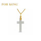 POH KONG 750/18K Yellow Gold Classc Jade Cross Pendant