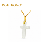 POH KONG 750/18K Yellow Gold Classc Jade Cross Pendant