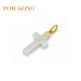 POH KONG 750/18K Yellow Gold Classc Jade Cross Pendant