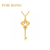 POH KONG 916/22K Yellow Gold Scroll Vintage Key Pendant