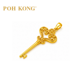 POH KONG 916/22K Yellow Gold Scroll Vintage Key Pendant