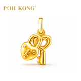 POH KONG 916/22K Yellow Gold Heart Shape Key And Lock Pendant