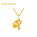 POH KONG 916/22K Yellow Gold Heart Shape Key And Lock Pendant