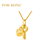 POH KONG 916/22K Yellow Gold Heart Shape Key And Lock Pendant
