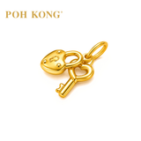 POH KONG 916/22K Yellow Gold Heart Shape Key And Lock Pendant