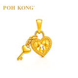 POH KONG 916/22K Yellow Gold Exquisite Heart Shape Key And Lock Pendant