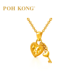 POH KONG 916/22K Yellow Gold Exquisite Heart Shape Key And Lock Pendant