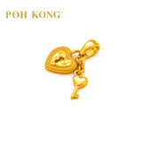POH KONG 916/22K Yellow Gold Exquisite Heart Shape Key And Lock Pendant