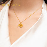 POH KONG 916/22K Yellow Gold Exquisite Heart Shape Key And Lock Pendant