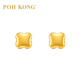 POH KONG 916/22K Yellow Gold Minimalist Quatrefoil Stud Earrings