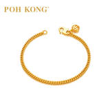 POH KONG 916/22K Yellow Gold Solid Single Curb Hollow Heart Shape Bracelet