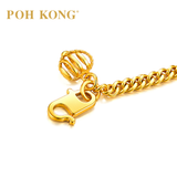 POH KONG 916/22K Yellow Gold Solid Single Curb Hollow Heart Shape Bracelet