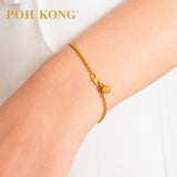 POH KONG 916/22K Yellow Gold Solid Single Curb Hollow Heart Shape Bracelet