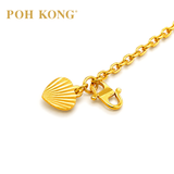 POH KONG 916/22K Yellow Gold Solid Network Shell-Textured Heart Shape Bracelet