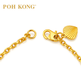 POH KONG 916/22K Yellow Gold Solid Network Shell-Textured Heart Shape Bracelet