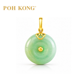 POH KONG 750/18K Yellow Gold Peace Buckle Jade Pendant