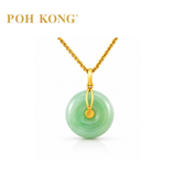 POH KONG 750/18K Yellow Gold Peace Buckle Jade Pendant