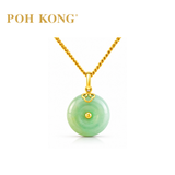 POH KONG 750/18K Yellow Gold Peace Buckle Jade Pendant