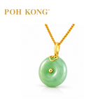 POH KONG 750/18K Yellow Gold Peace Buckle Jade Pendant