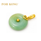 POH KONG 750/18K Yellow Gold Peace Buckle Jade Pendant