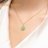POH KONG 750/18K Yellow Gold Peace Buckle Jade Pendant